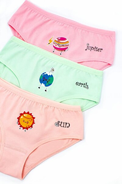 Öts Pachet de 6 chiloți din bumbac cu imprimeu planetă pentru fete