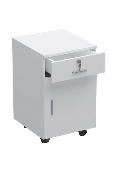 Mahmayi 1D1D Pedestal Mobile Drawers 1 Drawer Rolling File Cabinet with Lock Storage Organizer-White