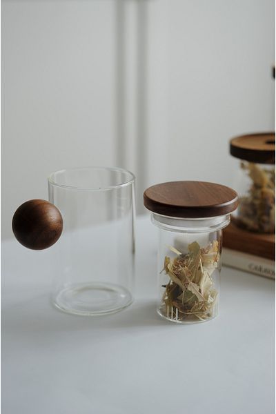 Dekorzdükkan 03 Acacia Glass Teapot with Ball Handle and Lid (Borosilicate Glass)