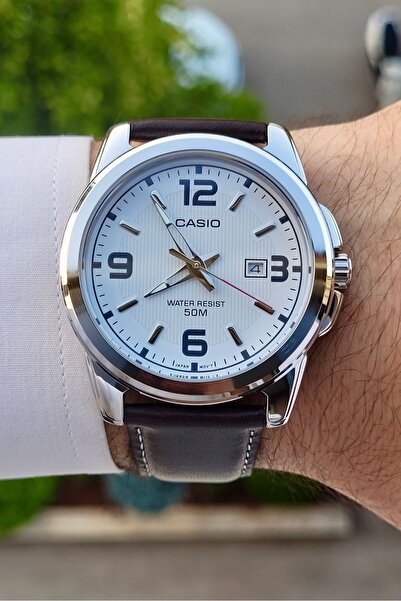 Casio Case Silver Cord Brown Color 5 Atm Men's Wristwatch