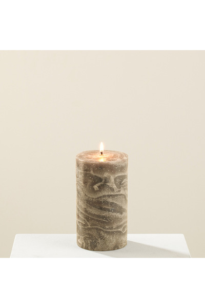 Chakra Marblo Sütun Mum 10 x 15 cm Bej