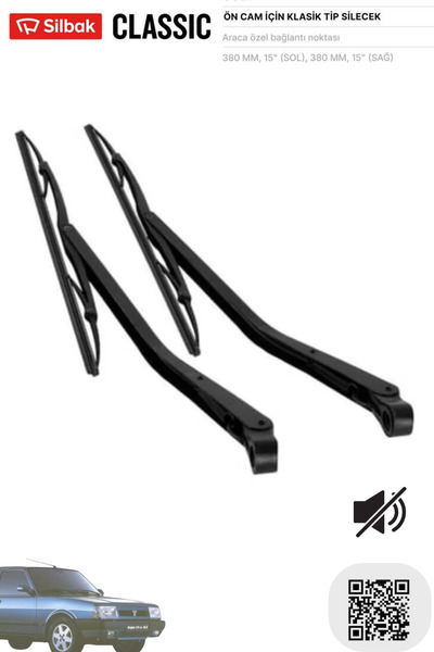 Silbak Tofaş Doğan Slx Şahin Kartal Uyumlu Ön Silecek+Kol Takım Ultra Sessiz