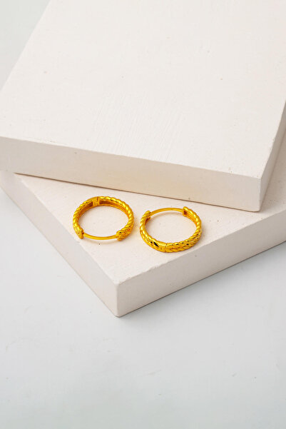 Bilezikci Burmalı 22 Ayar Altın Halka Küpe Büyük Boy