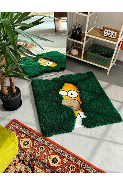 Home Kabarık Püsküllü Simpson Karikatürlü Halı %100 El Yapımı Tufting Halı