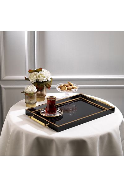 Schafer Kunst Tray - 1 Piece, Gold/Black03