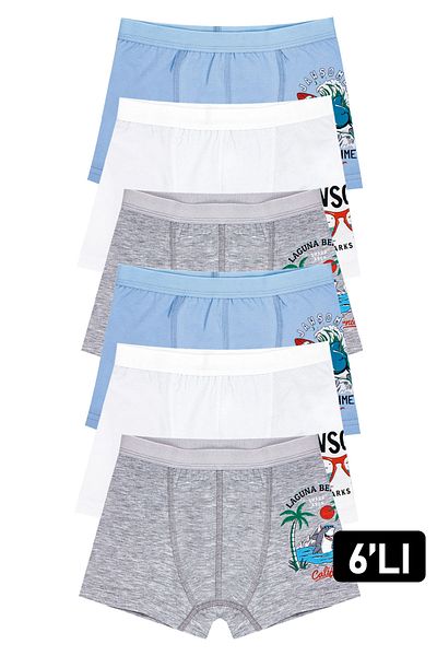 Öts Boys' 6-Piece Cotton Lycra Printed Boxers