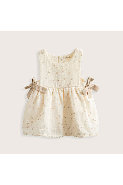 Chakra Little Swan Baskılı Elbise Ekru
