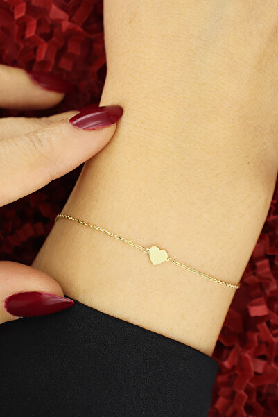 Hepimitu Pullu Kalpli Altın Bileklik