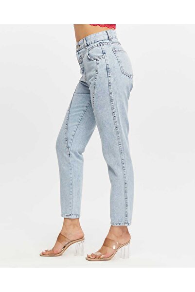 SHEVEGA Γυναικείο μπλε μπλε μπροστινό παντελόνι Mom Jeans