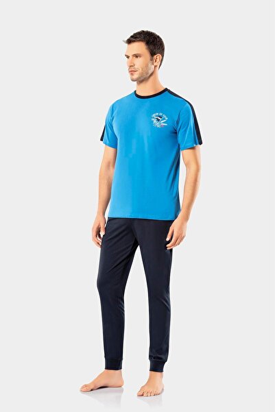 ERDEM İÇ GİYİM Erdem Blue Men's Summer Pajama Set 2023-07