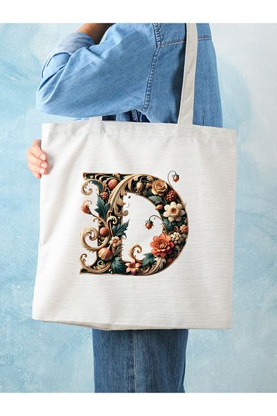 Cemira Unisex Retro D Letter Design - Y2 Pinterest Tote Bag, Τσάντα αγορών