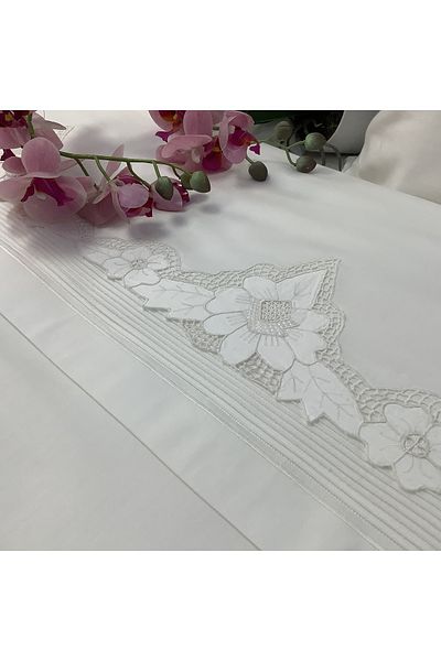 OYA home White Work Cotton Duvet Cover Set -6 Pieces