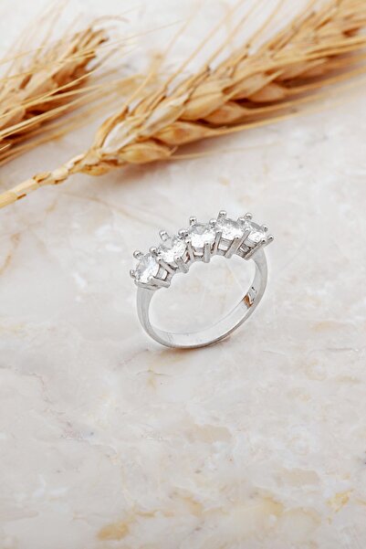 Sümer Telkari Beştaş Rodyumlu Gümüş Yüzük 5939