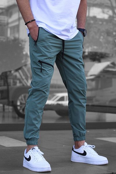 Madmext Pantaloni Jogger Parașuta cu fermoar verde mentă