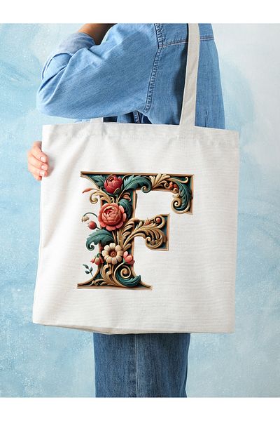 Cemira Unisex ρετρό υφασμάτινη τσάντα με σχέδιο F Letter - Y2 Pinterest Shopper Bag