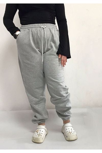FUNSTYLE Γυναικείο χειμερινό παντελόνι από καουτσούκ σε γκρι 3 κλωστές