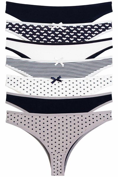 Nicoletta Women's Panties 7 Pack Lycra Brazillian Printed LACİ