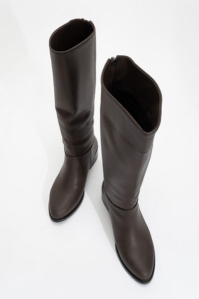 LuviShoes SVETLO Καφέ Δερμάτινες Γυναικείες Μπότες με Πίσω Φερμουάρ