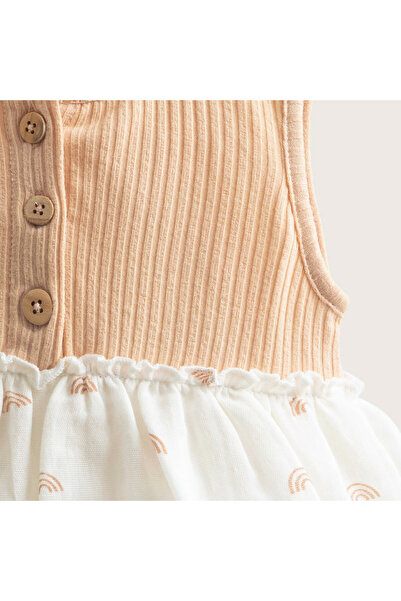 Chakra Rainbow Elbise Ekru/somon