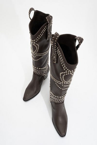 LuviShoes DRAGA Καφέ Γυναικείες μπότες με χοντρό τακούνι Trock
