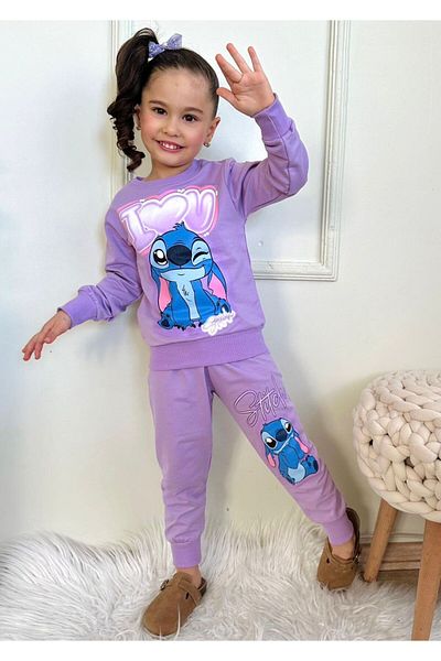 LİLLYPİCCA Stitch Patterned Sweatshirt and Sweatpants Set