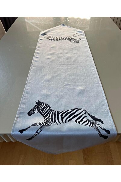Lia Store عداء زيبرا منقوش لون رمادي 35*135 سم