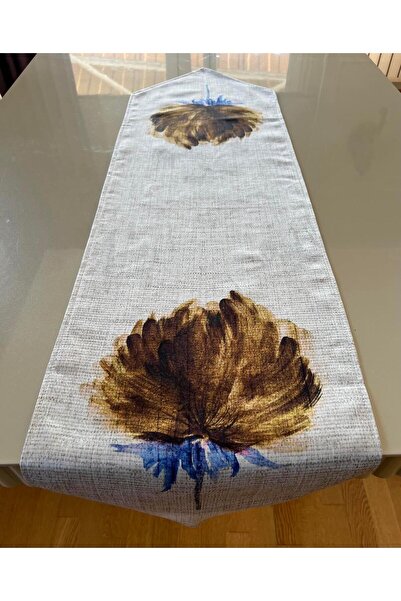 Lia Store سجادة ممر من الكتان بنقشة زهور الخردل مقاس 35*135 سم