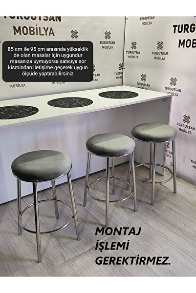 turgutsan mobilya Bar Taburesi Bar Sandalyesi 65 Cm Gri Kumaş ücret 1 adet fiyatı