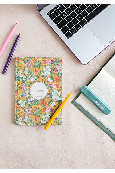 hiddenpaperco Çiçekli Bez Ciltli Defter / Çizgisiz