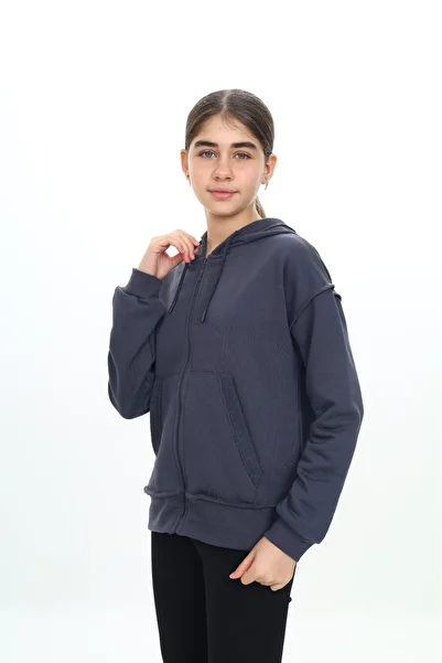 Toontoy Girl's Dirty Stitched Hooded Cardigan