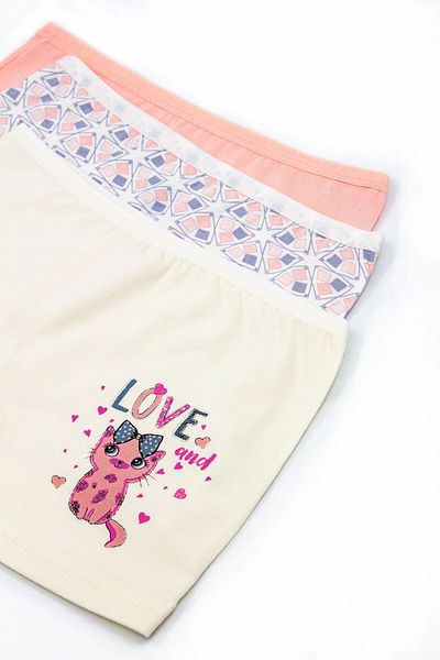 Öts Colorful Girl's Printed 3-Piece Boxer Set