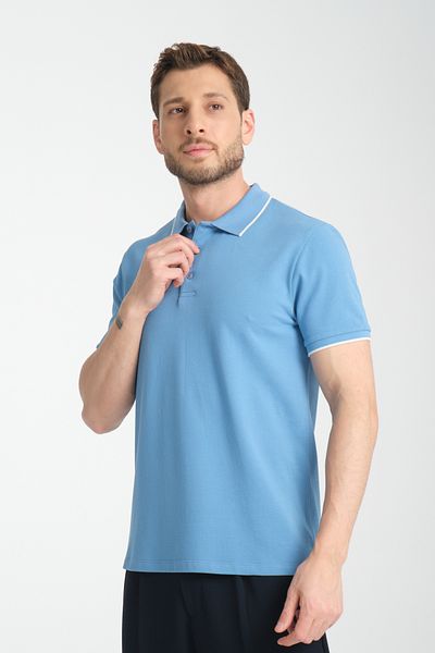 Frappoli Μπλουζάκι Polo Neck Regular Fit Plain 100% βαμβακερό πικέ