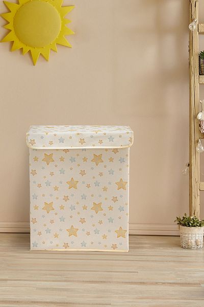 Rope Home Star Patterned Multi-Purpose Toy Laundry Storage Box with Lid Foldable Organizer 30X40X50