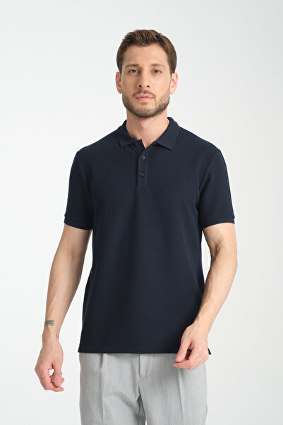 Frappoli Ανδρικό μπλουζάκι με γιακά πόλο με εύκαμπτο πλεκτό κουμπί 100% βαμβάκι