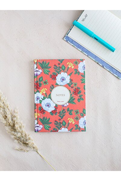 hiddenpaperco Çiçekli Bez Ciltli Defter / Çizgisiz