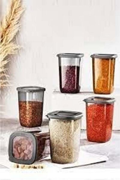 VİP AHMET Beach Square Storage Container, Transparent Smoked 6x1200 ml