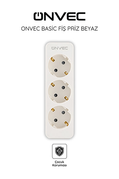 ONVEC Basic Üçlü Fiş Priz Beyaz