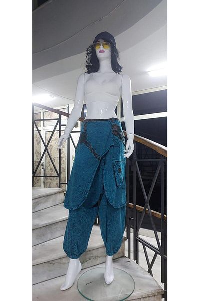 Bohem Stil Pantaloni largi unisex cu șapcă spălată autentică indiană