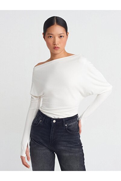 Dilvin Asymetric Collar Ball Bluz with 31487 Dilvin Finger Detail