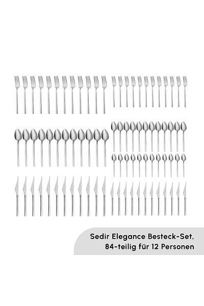 Karaca Sedir Elegance Besteckset für 12 Personen, 84-teilig - Hochwertiges 18/10 rostfreies