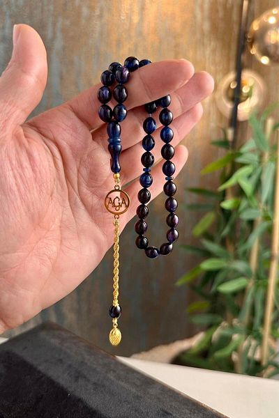 dergah tesbih Ağa Series Gold Design Ankle Length Fire-I Squeeze Amber Rosary