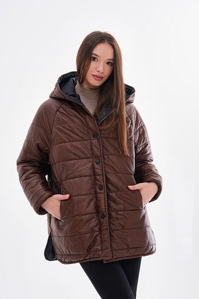 ROBA Water Repellent Suede Quilted Coat with Hood and Flota Pocket Rbw-350