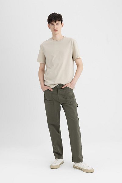 DeFacto 100% Cotton New Regular Fit Crew Neck Basic Plain Short Sleeve T-Shirt V7699Az24Sp