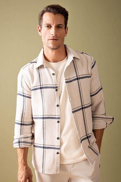 DeFacto Modern Fit Polo Neck Lumberjack Langarmshirt Y1692AZ24WN