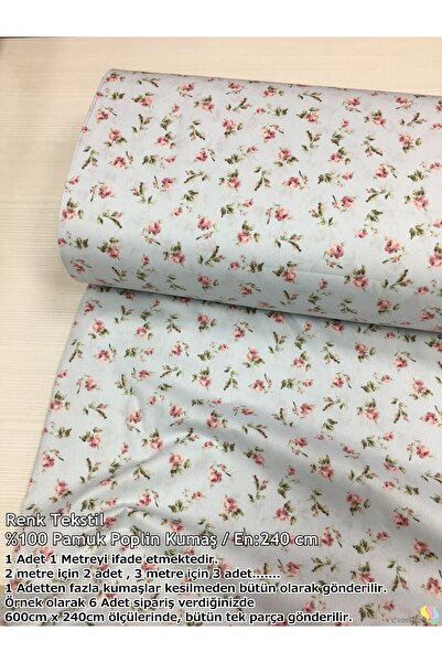 Renk Tekstil Rosella Desenli Poplin Kumaş - Elbise - Nevresim - Çarşaf - Hobi