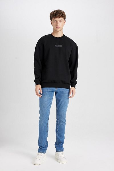 DeFacto Boxy Fit Sweatshirt mit Rundhalsausschnitt, bedruckt, V5306AZ24AU