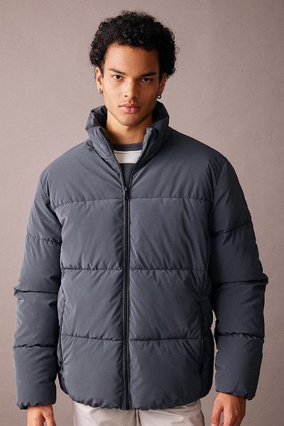 DeFacto Slim Fit down Jacket - Lined, Zip-Up, Double Pockets, Stand Collar U4213Az23Au