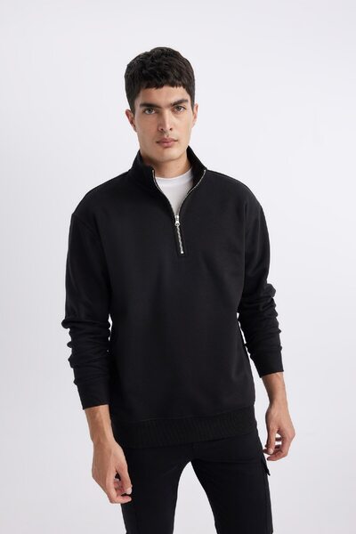 DeFacto Удобен стандартен суичър с цип и стойка с яка X7405Az24Sp