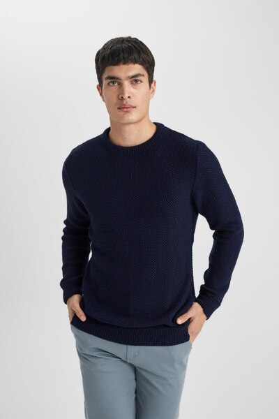 DeFacto Темно-синій светр-пуловер з широкою горловиною X5157az23wn