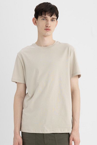 DeFacto 100% Cotton New Regular Fit Crew Neck Basic Plain Short Sleeve T-Shirt V7699Az24Sp